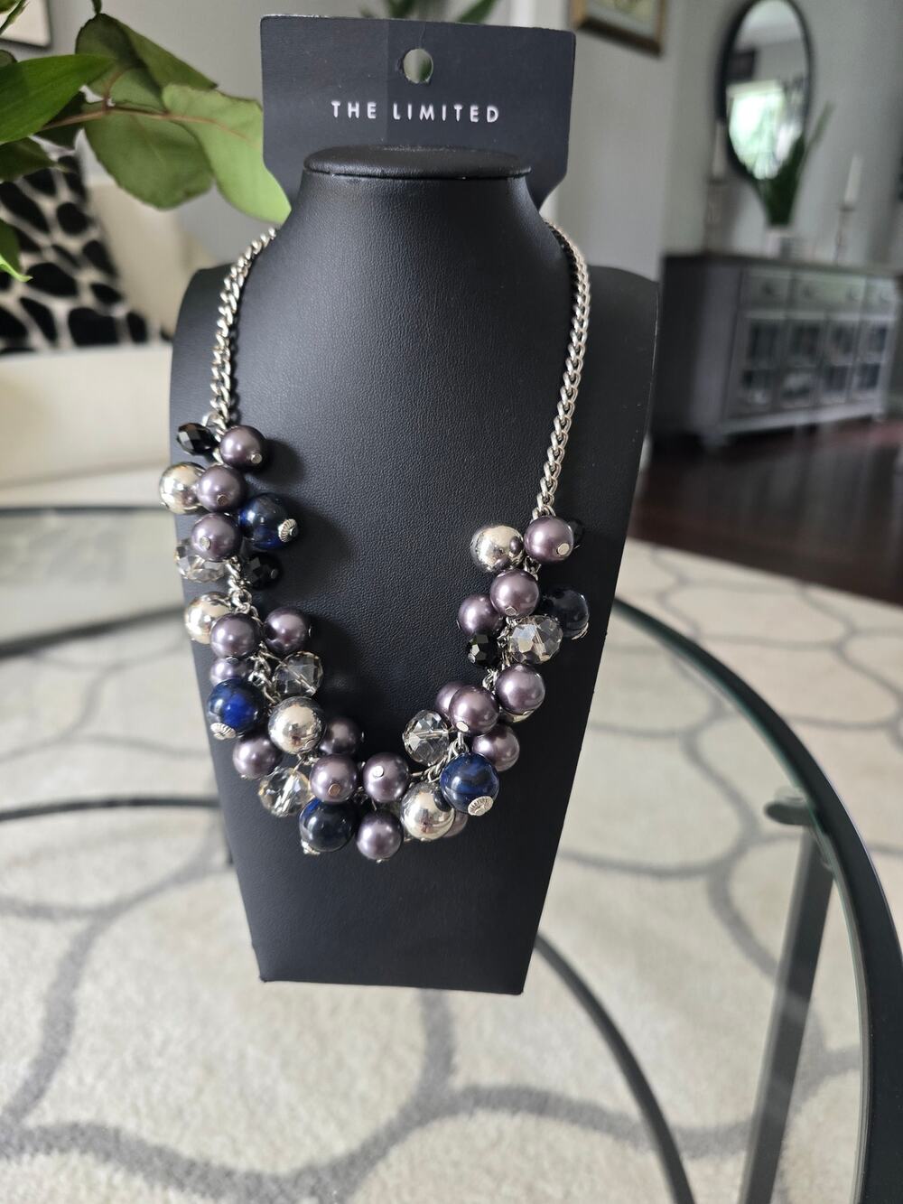 The Limited Gray Blue Silver Beaded Necklace New